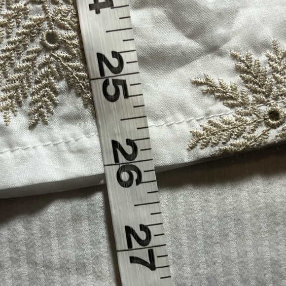 Karen Kane Embroidered Top - Sheer White With Taupe Embroidery, size XL - Picture 8 of 9